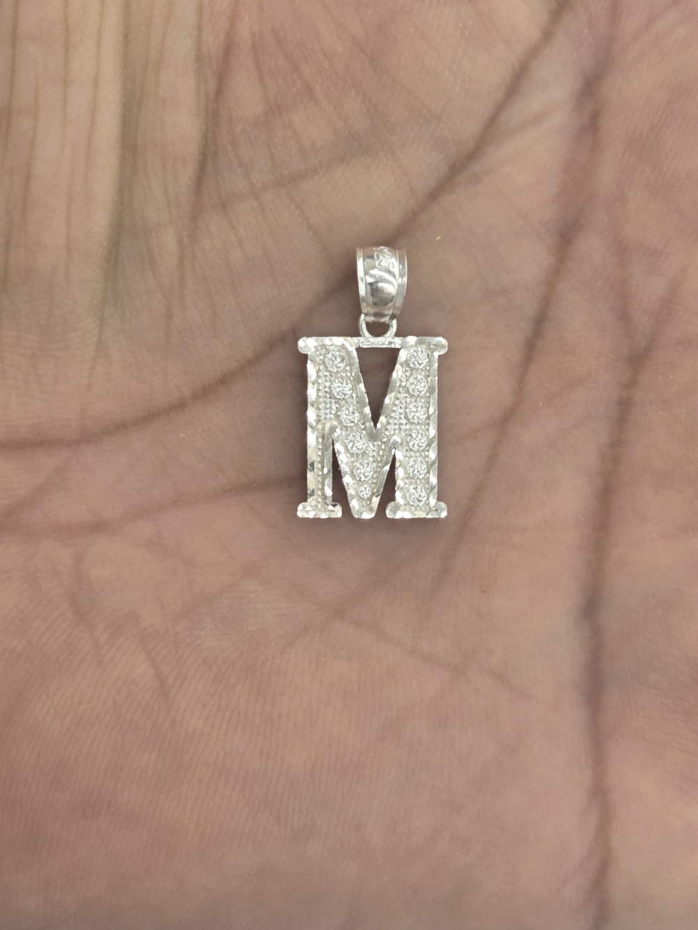 925 Sterling Silver Letter M Pendant